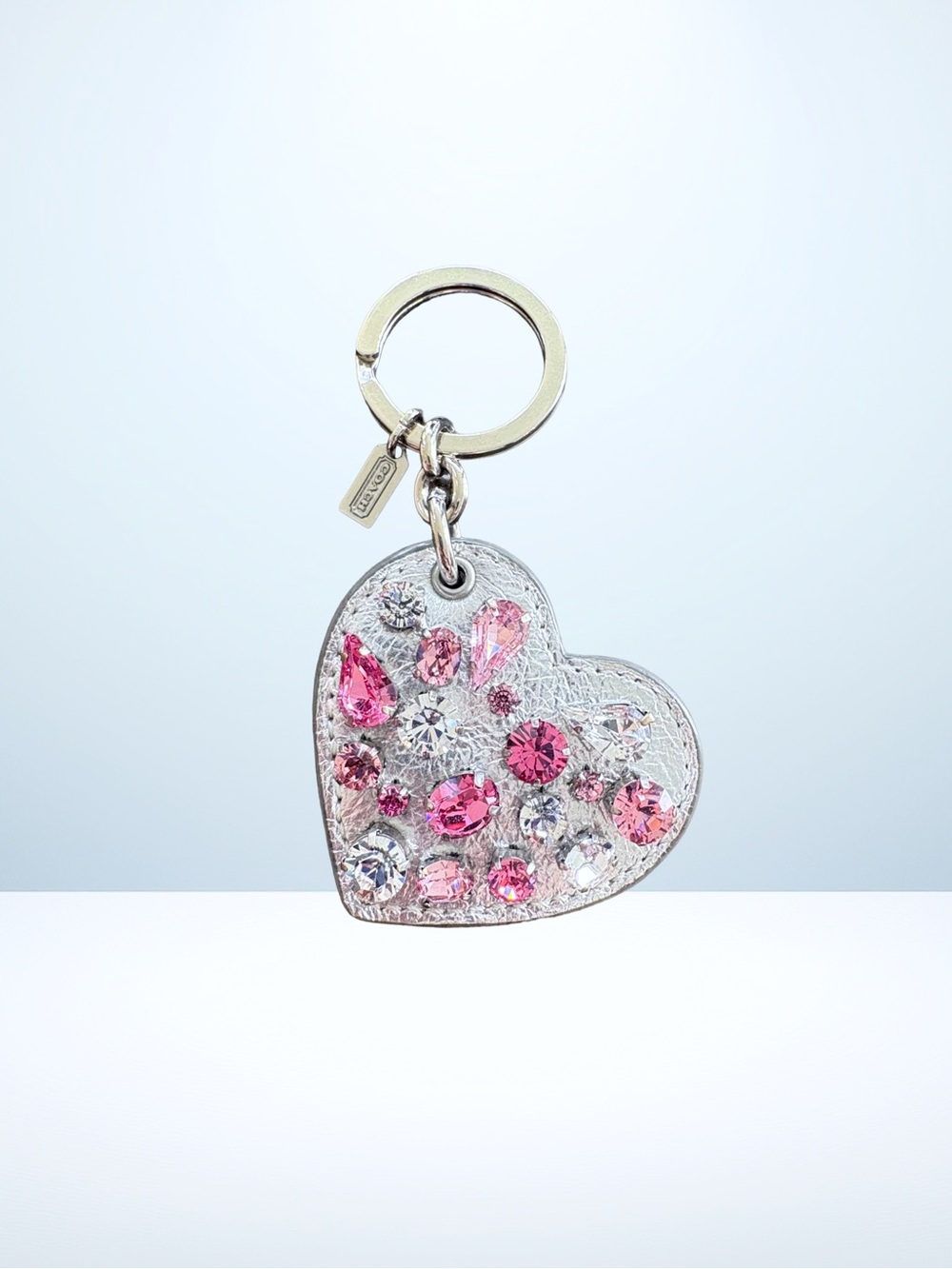 Coach Pink Rhinestone Heart Bag Charm